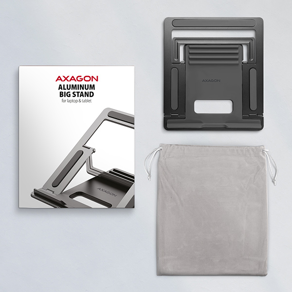 AXAGON STND-L, kovový stojan pre notebooky 10"-17.3", 4 nastaviteľné výšky, sivý 