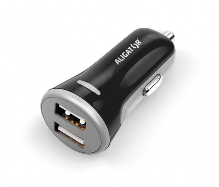 ALIGATOR 3.4A, 2xUSB, smart IC, čierna, USB kábel pre iPhone / iPad 