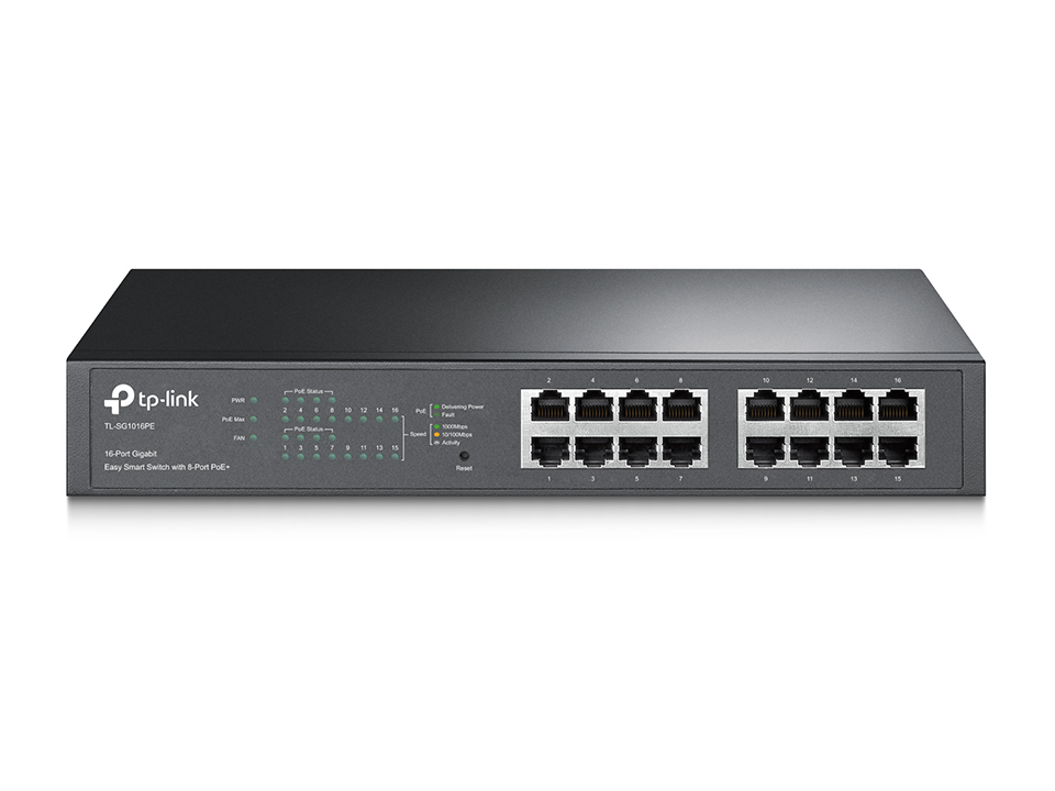 TP-Link TL-SG1016PE 16xGb, (8xPOE+) easy smart rack switch 150W