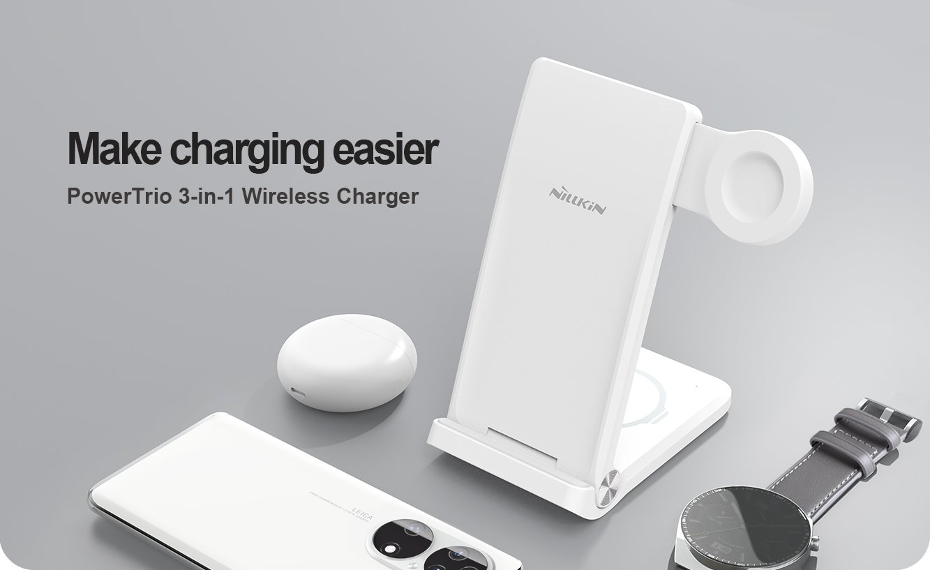 Nillkin PowerTrio 3v1 Bezdrôtová Nabíjačka pre Samsung Watch White 