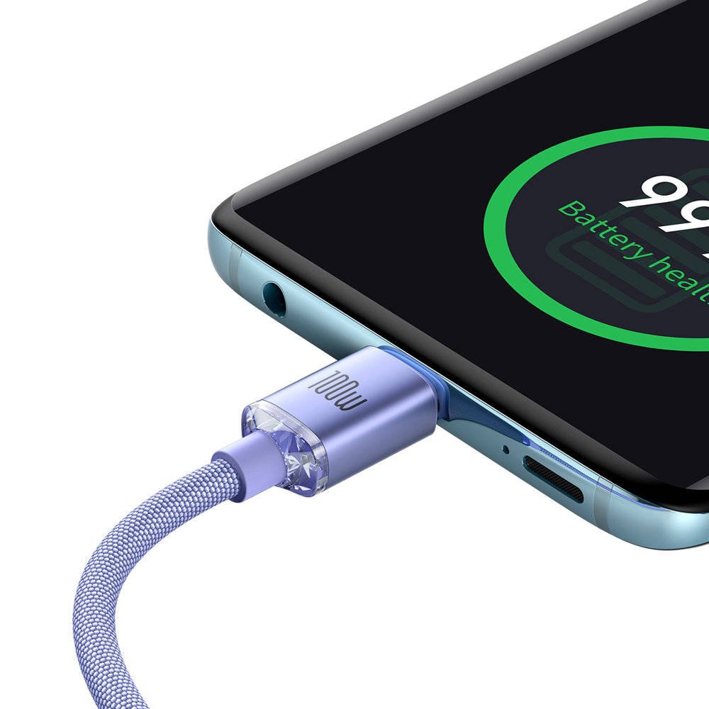 Baseus CAJY000705 Crystal Shine Series Dátový Kábel USB-C - USB-C 100W 2m Purple 