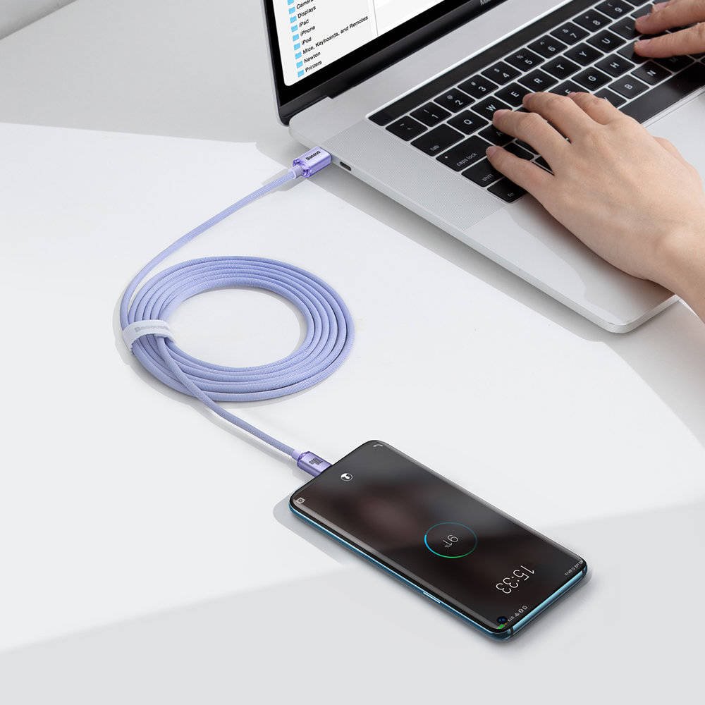 Baseus CAJY000705 Crystal Shine Series Dátový Kábel USB-C - USB-C 100W 2m Purple 