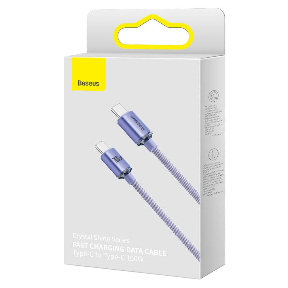 Baseus CAJY000705 Crystal Shine Series Dátový Kábel USB-C - USB-C 100W 2m Purple 