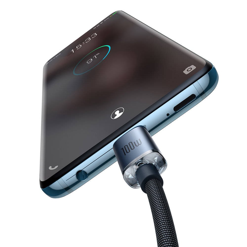 Baseus CAJY000701 Crystal Shine Series Dátový Kábel USB-C - USB-C 100W 2m Black 