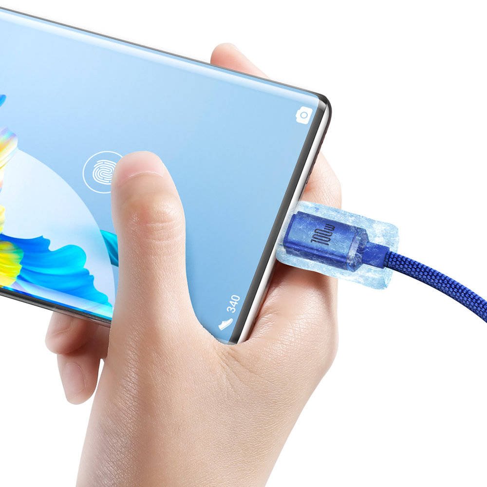 Baseus CAJY000503 Crystal Shine Series Dátový Kábel USB - USB-C 100W 2m Blue 