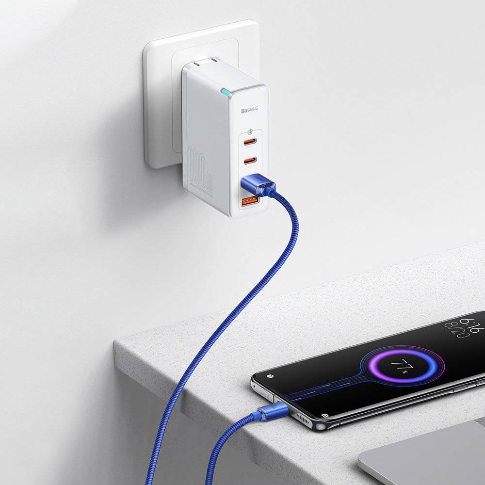 Baseus CAJY000503 Crystal Shine Series Dátový Kábel USB - USB-C 100W 2m Blue 