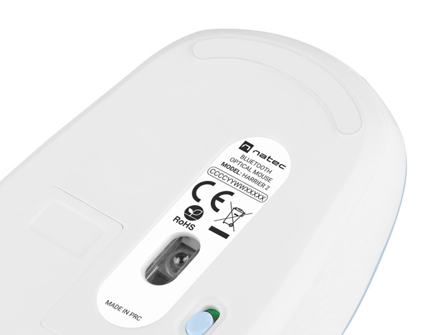 Natec optická myš HARRIER 2/ 1600 DPI/ Kancelárska/ Optická/ 1 600 DPI/ Bezdrôtová Bluetooth/ Svetlo modrá 
