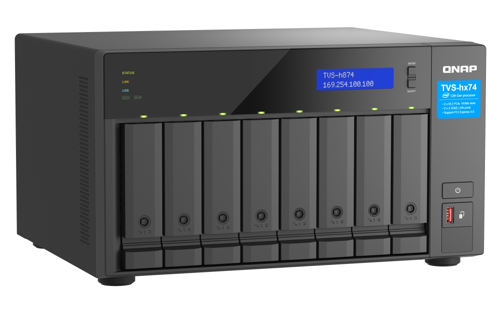 QNAP TVS-h874X-i9-64G (16core (i9), ZFS, 64GB RAM, 8x SATA, 2x M.2 NVMe, 2x PCIe, 2x2, 5GbE, 2x10GbE) 