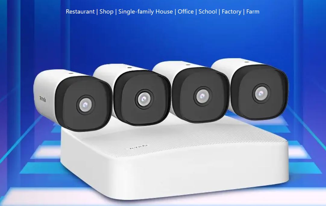 Tenda K4P-4TR - PoE kamerový set 4Mpx, 4CH NVR + 4x IP kamera 4Mpx, IP67, zvuk, web. rozhranie, CZ app 