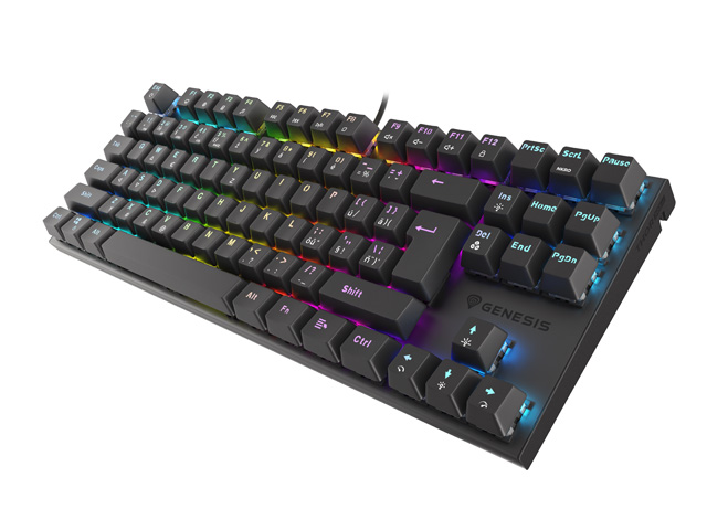Genesis herná mechanická klávesnica THOR 303/ TKL/ RGB/ Outemu Red/ Drôtová USB/ CZ- SK layout/ Čierna 