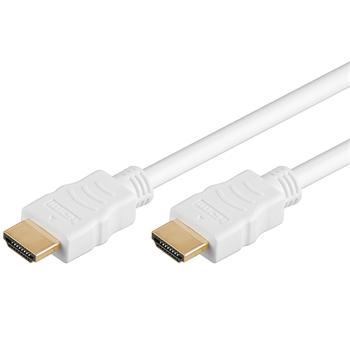 PremiumCord HDMI High Speed + Ethernet kábel, biely, pozlátené konektory, 1, 5 m