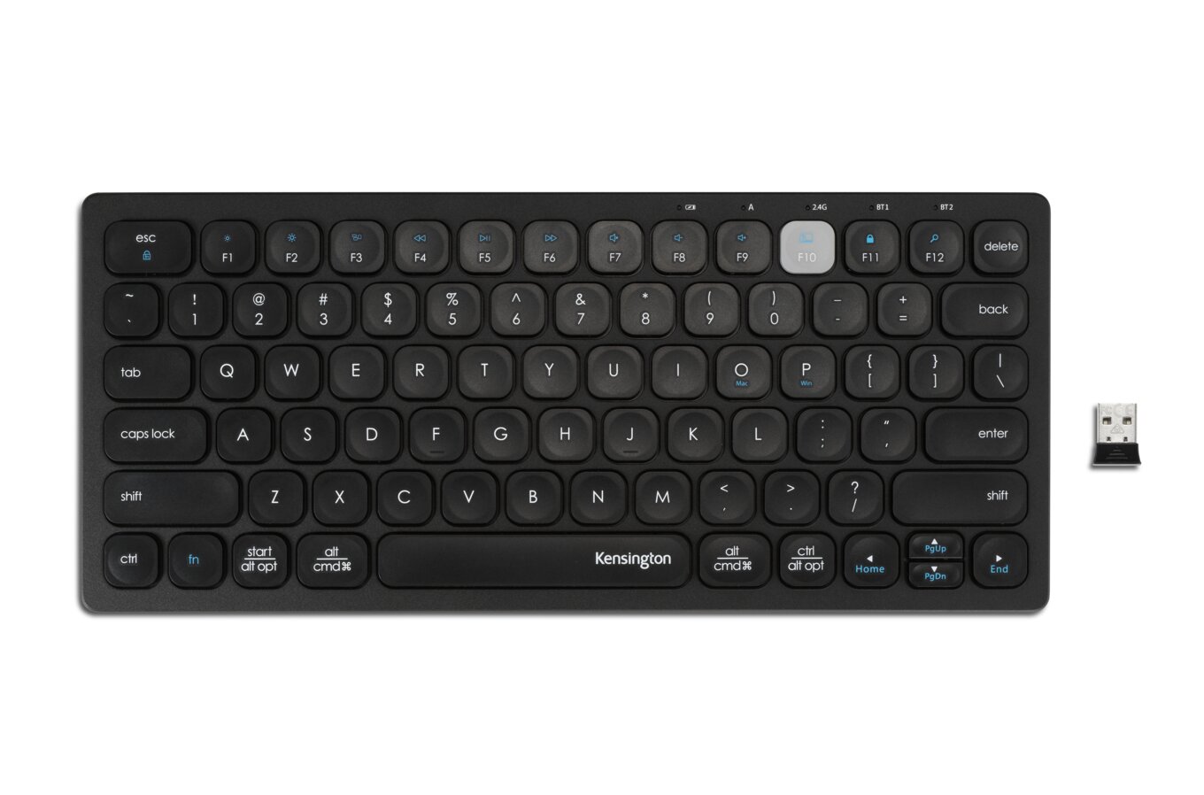 Kensington duálna kompaktná klávesnica pre viac zariadení/ Bezdrôtová USB + Bluetooth/ UK layout/ Čierna
