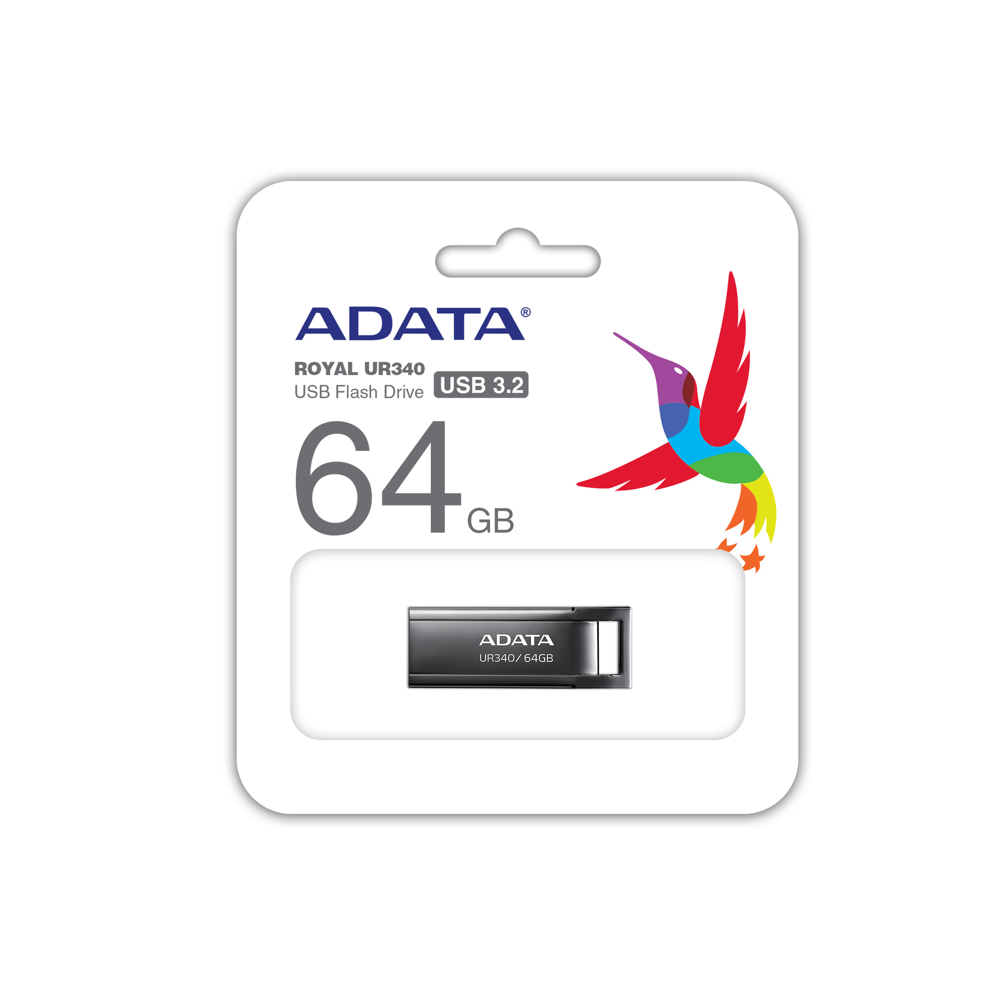 ADATA UR340/ 64GB/ USB 3.2/ USB-A/ Čierna 
