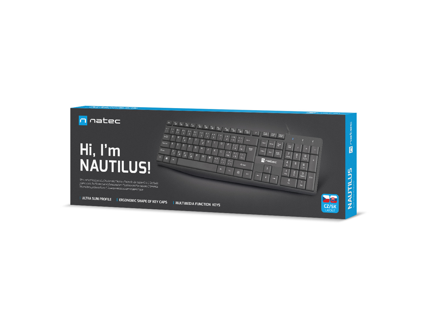 Natec klávesnica Nautilus 2/ Drôtová USB/ CZ- SK layout/ Čierna 