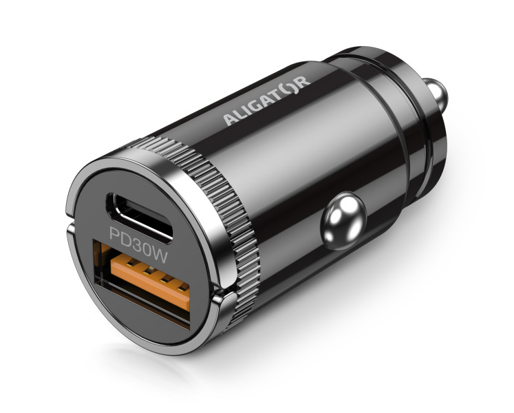 Aligator mini nabíjačka do auta Power Delivery 30W, USB-C + USB-A 