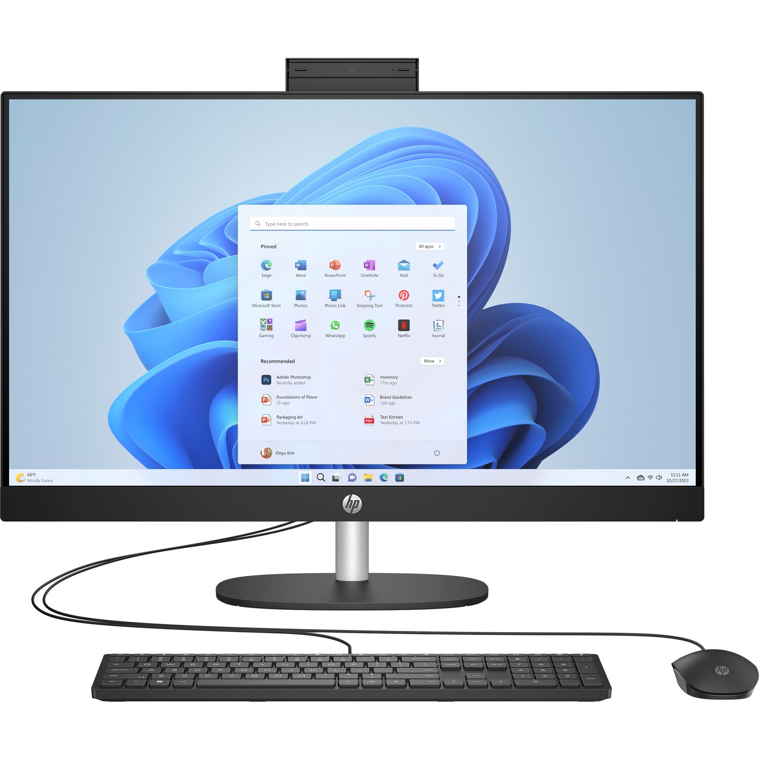 HP 27-cr0004nc AiO, R7-7730U, 27.0 1920x1080/IPS, UMA, 32GB, SSD 1TB, W11H, 2-2-0, Black, WiFi+BT