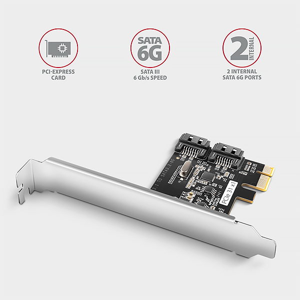 AXAGON PCES-SJ2, PCIe radič - 2x interný SATA 6G port, JMB582, SP & LP 