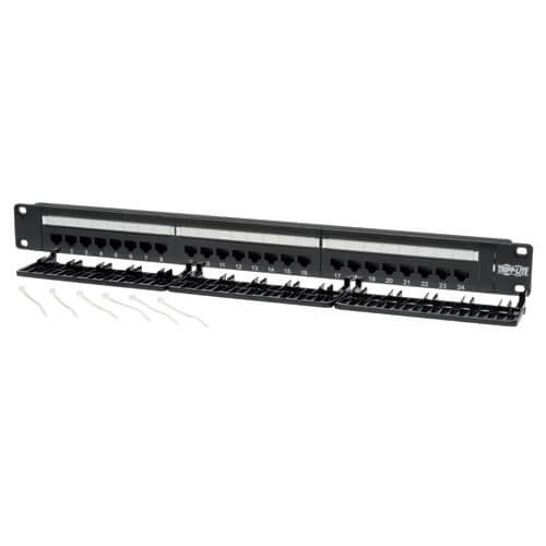 Patch panel pre montáž do racku 1U, 24x Cat6/ Cat5, 568B, RJ45 Ethernet 