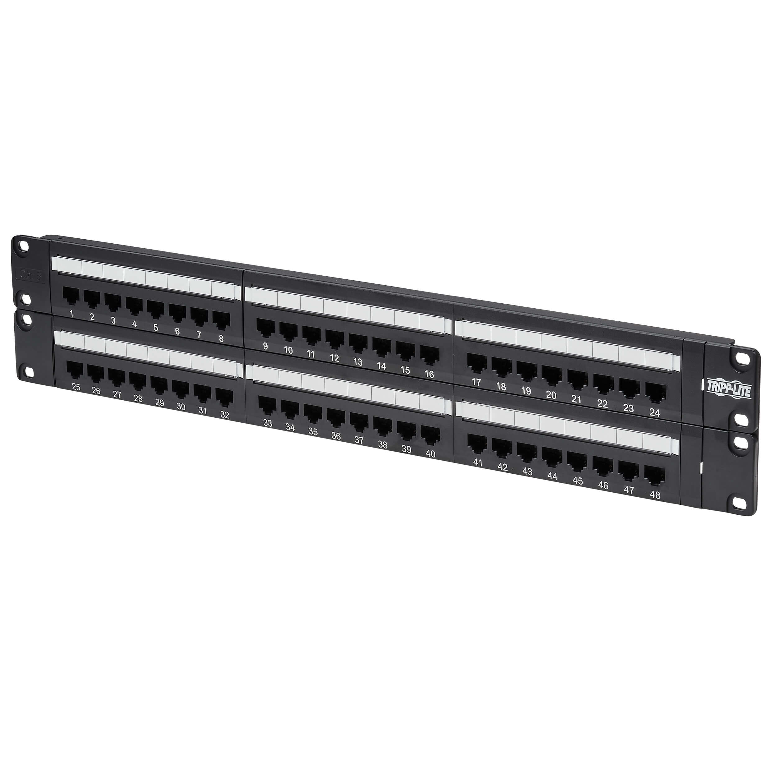 Patch panel pre montáž do racku 2U, 48x Cat6/ Cat5 568B, RJ45 Ethernet 