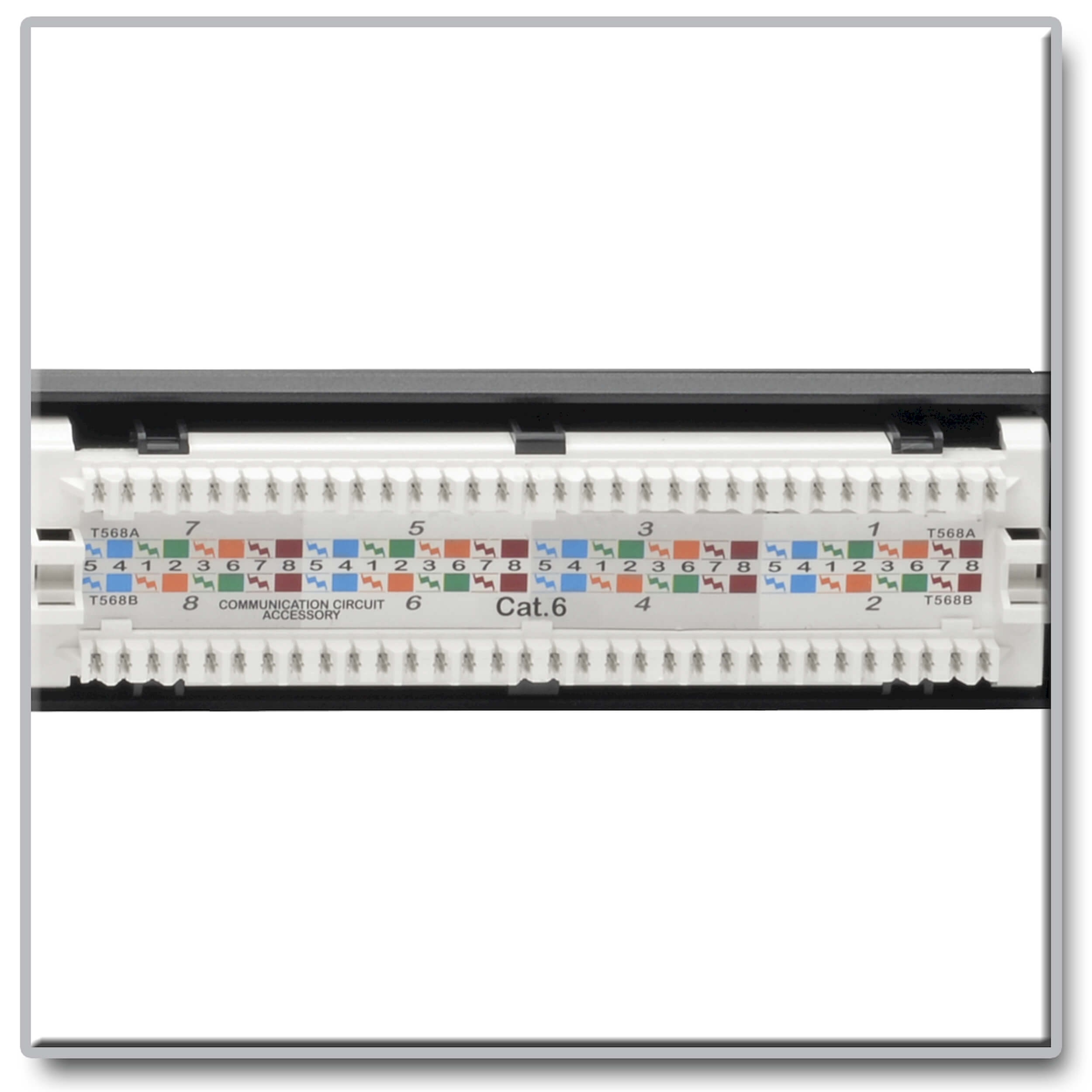 Patch panel pre montáž do racku 1U, 24x Cat6 PoE+ Compliant, 110/ Krone, 568A/ B, RJ45 Ethernet 
