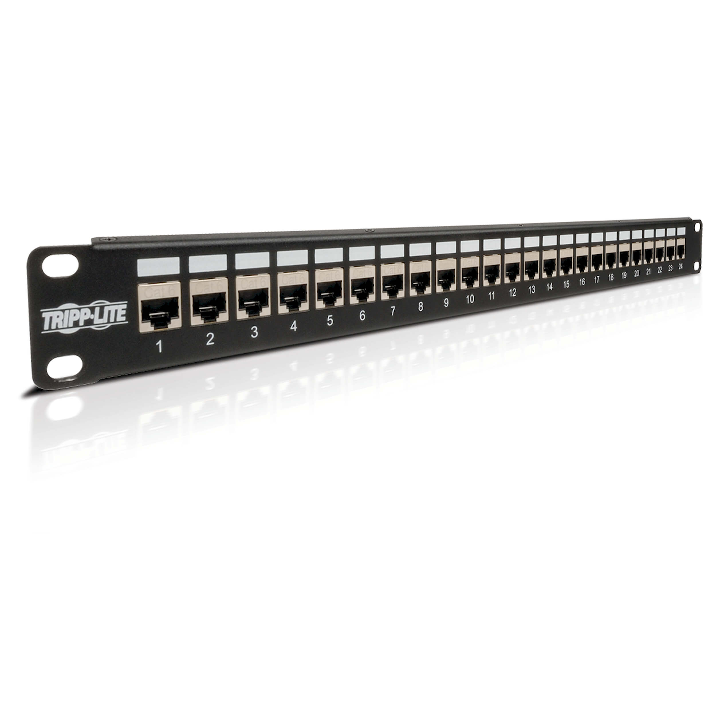 Patch panel priechodný STP tienený pre montáž do racku 1U, 24x Cat6/ Cat5, RJ45 Ethernet