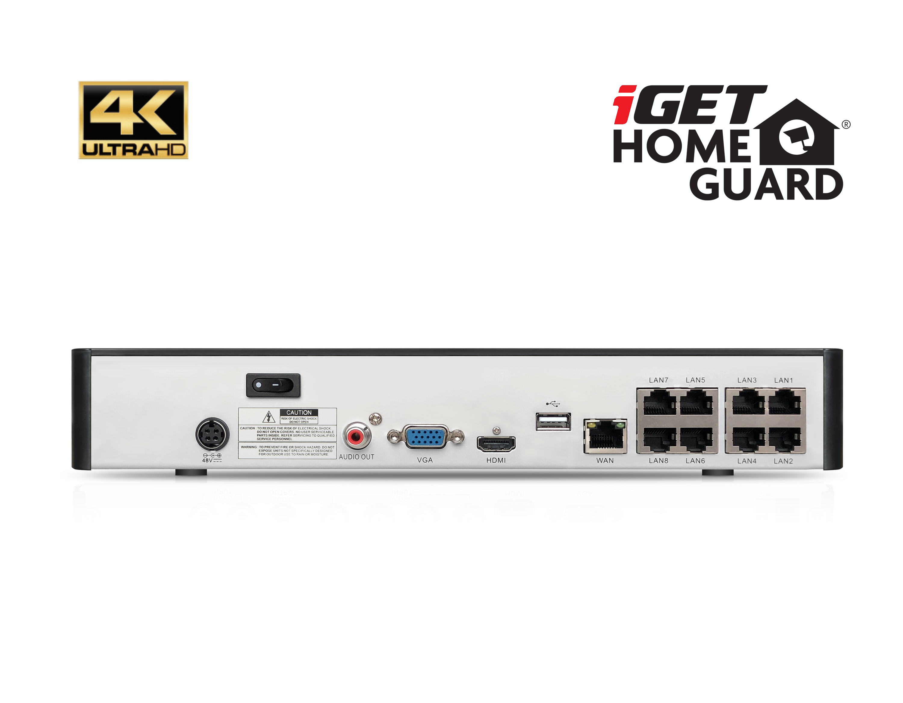 iGET HGNVK88504 - Kamerový UltraHD 4K PoE set, 8CH NVR + 4x IP 4K kamera, zvuk, SMART W/ M/ Andr/ iOS 