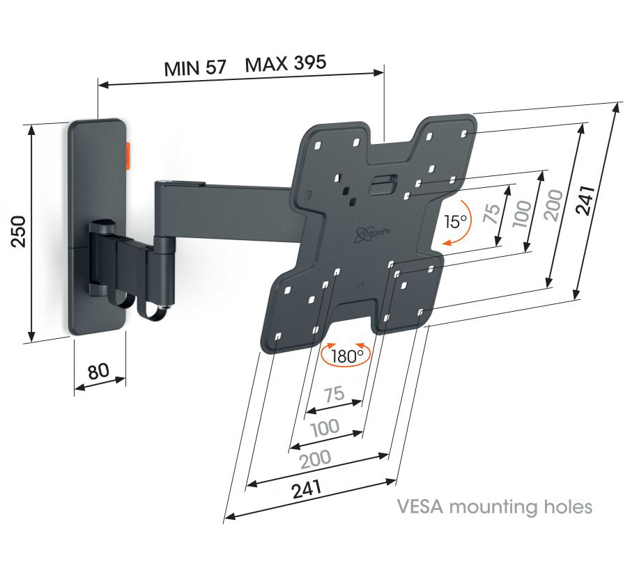 Vogel"s TVM 1243, TV rameno s 3 kĺbmi pre obrazovky 19-43", 15 kg 