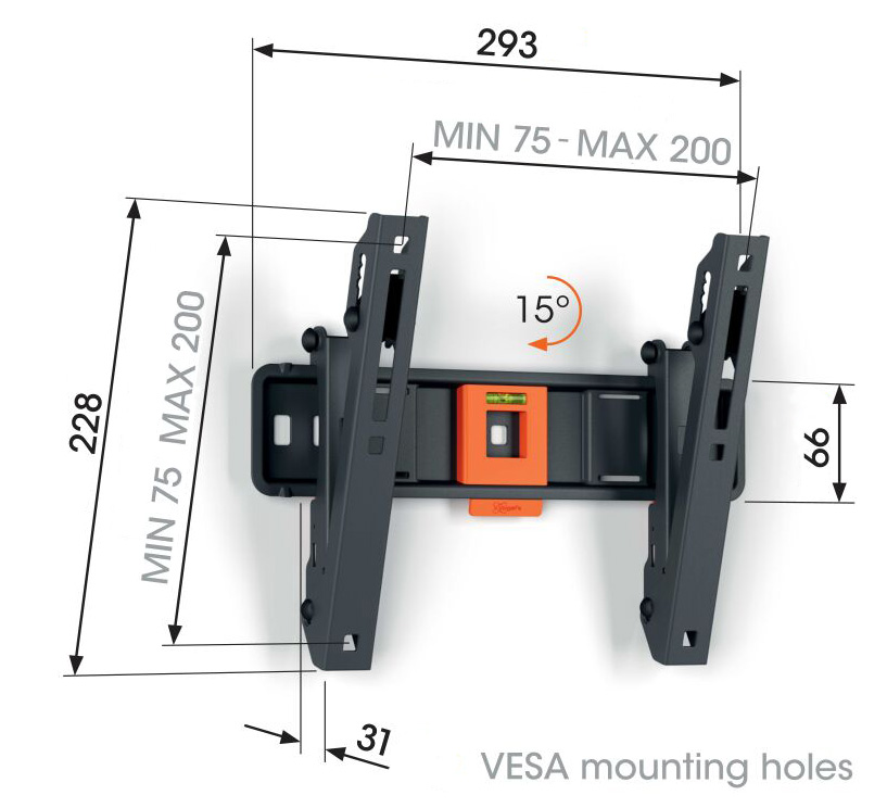 Vogel"s TVM 1213, TV držiak s náklonom pre obrazovky 19-43", 25 kg 