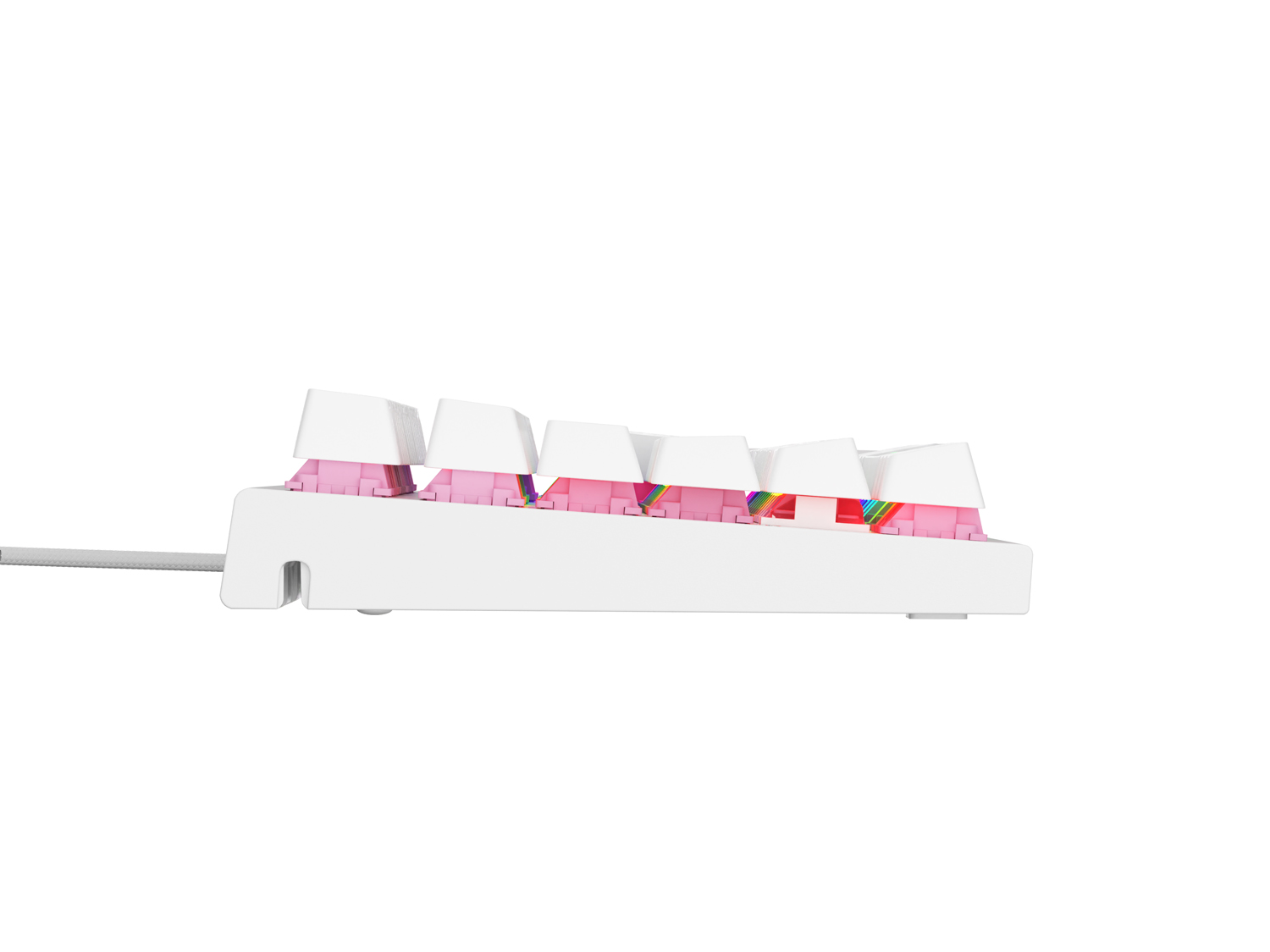 Genesis herná mechanická klávesnica THOR 303/ RGB/ Outemu Peach Silent/ Drôtová USB/ US layout/ Biela 