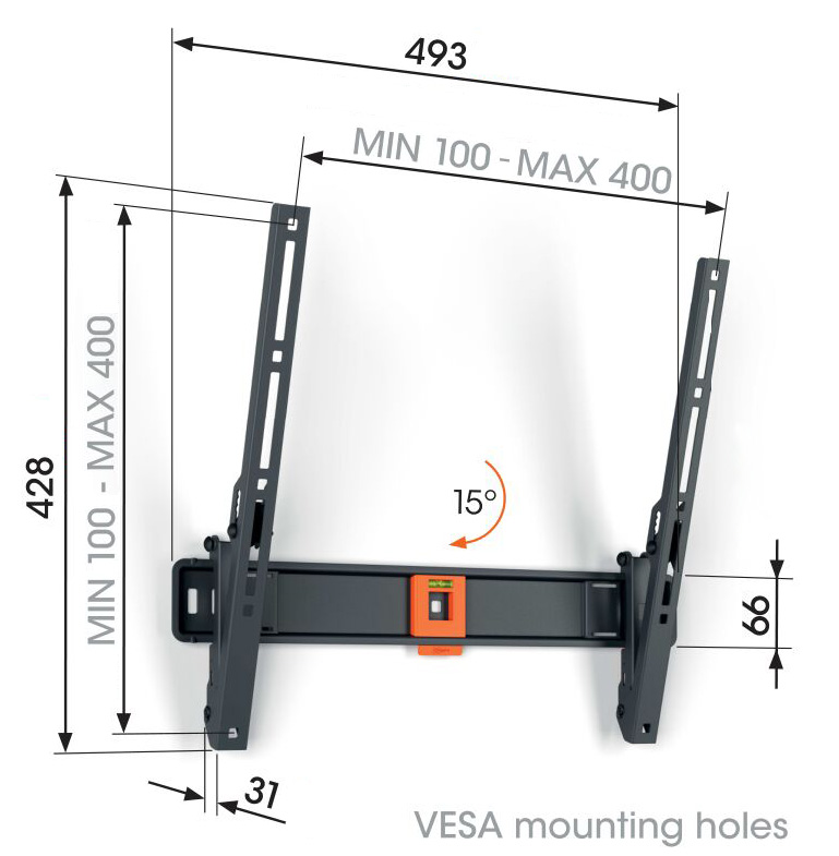 Vogel"s TVM 1413, TV držiak s náklonom pre obrazovky 32-65", 25 kg 