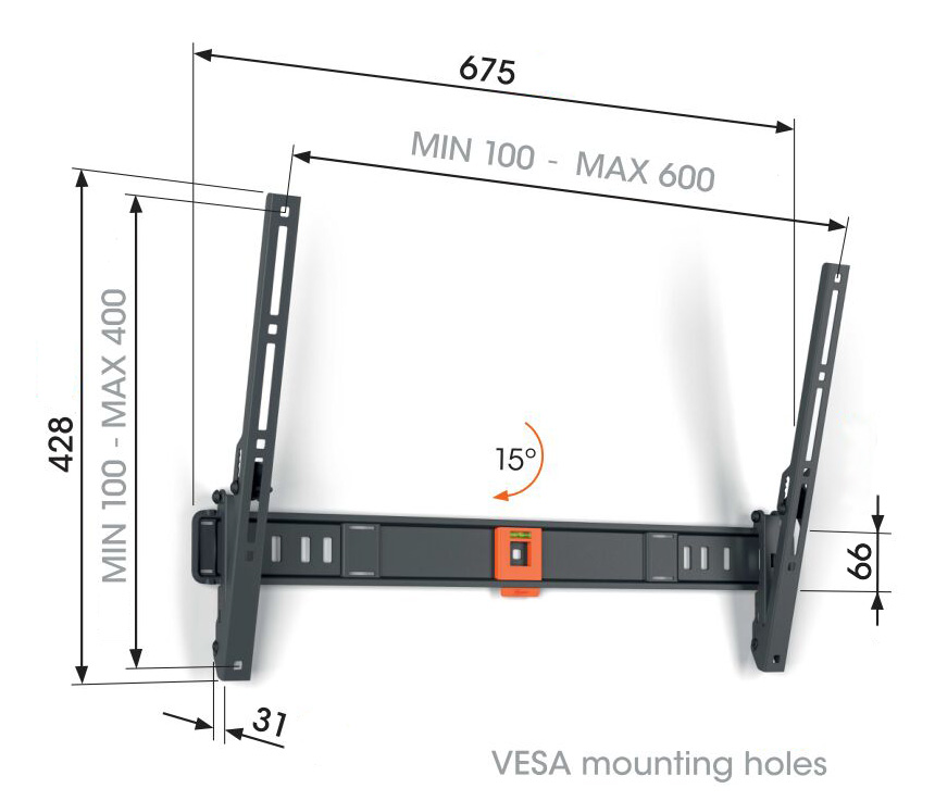 Vogel"s TVM 1613, TV držiak s náklonom pre obrazovky 40-77", 35 kg 