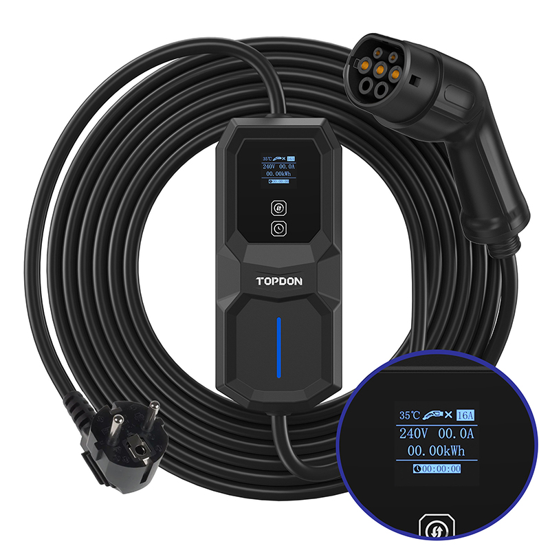 TOPDON PulseQ AC Portable - 3, 7 kW/ konektor IEC62196-2 Typ/ LCD displej/ IP65/ 5m