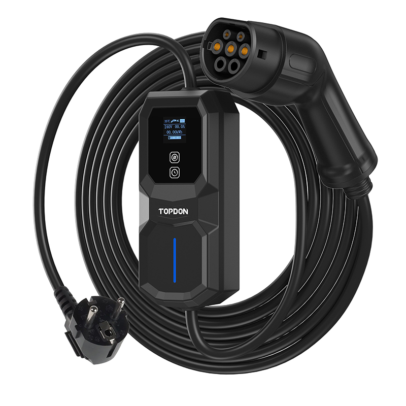 TOPDON PulseQ AC Portable - 3, 7 kW/ konektor IEC62196-2 Typ/ LCD displej/ IP65/ 5m 