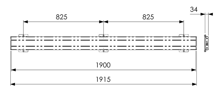 Vogel´s horizontálna časť adaptéra Connect-it PFB 3419, 1915 mm, strieborná 