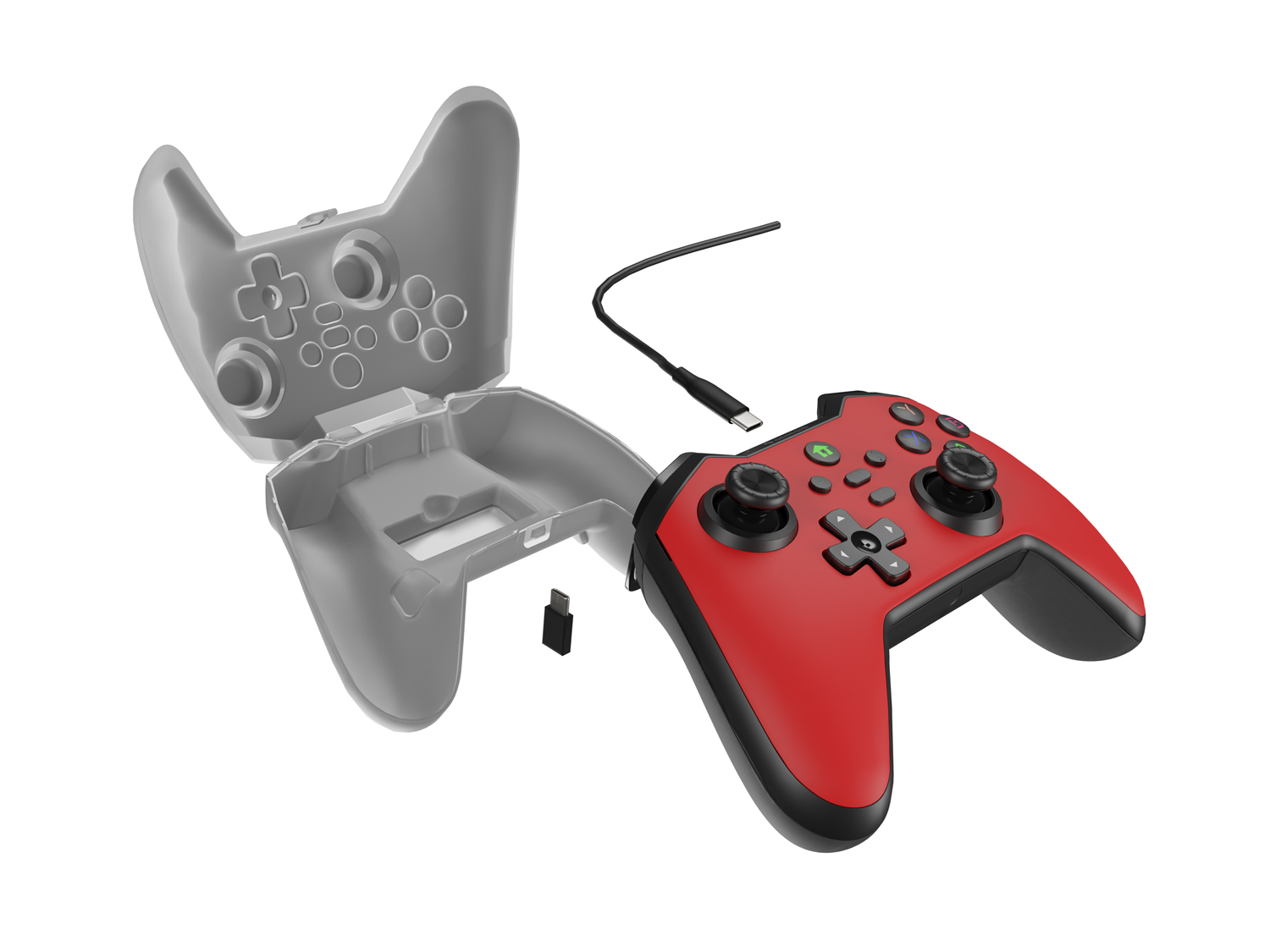 Drôtový gamepad Genesis MANGAN 300, pre PC/ Switch/ Mobil, červený 