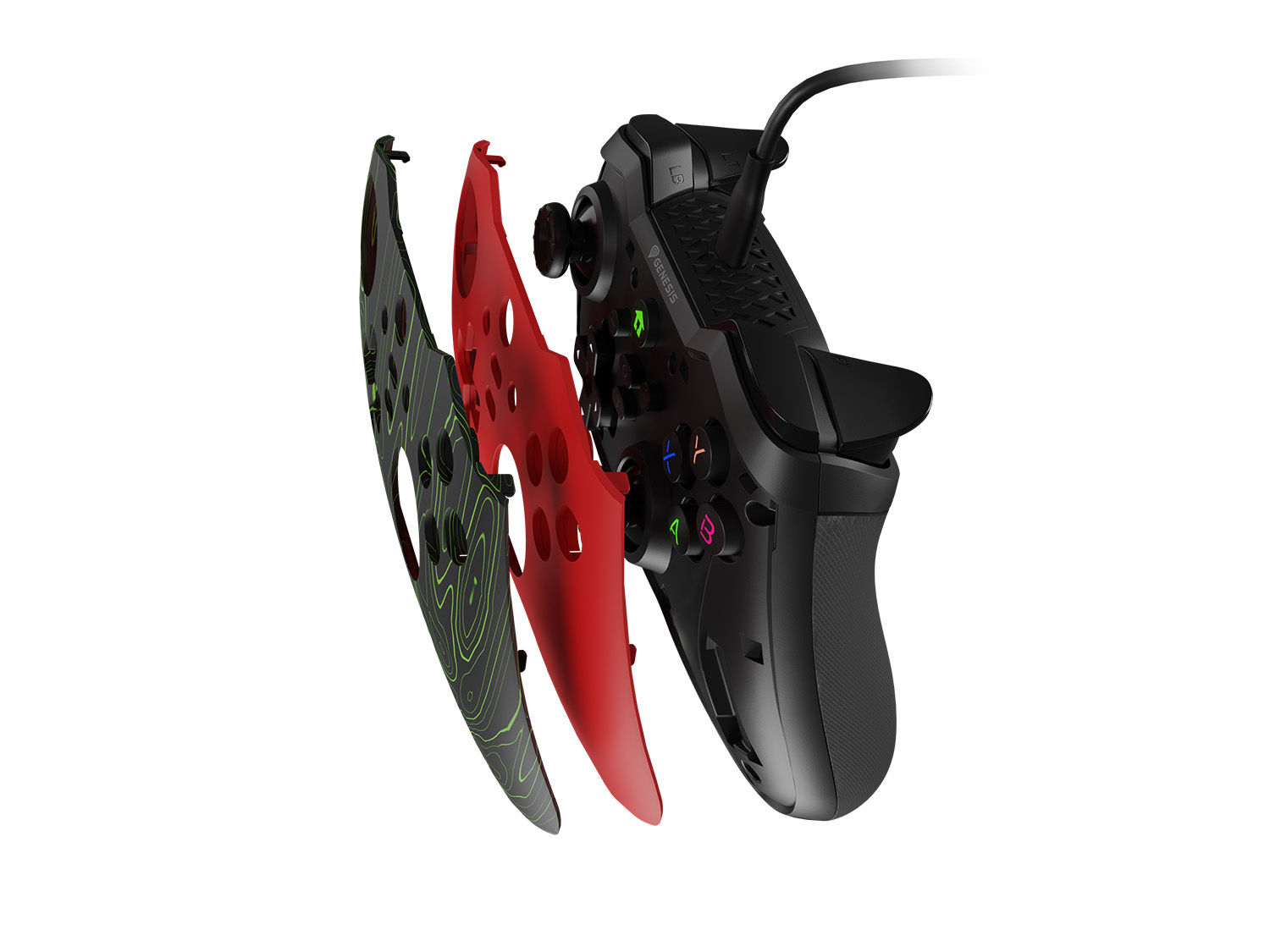 Drôtový gamepad Genesis MANGAN 300, pre PC/ Switch/ Mobil, červený 