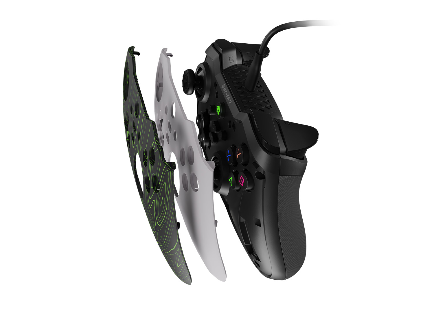 Drôtový gamepad Genesis MANGAN 300, pre PC/ Switch/ Mobil, biely 