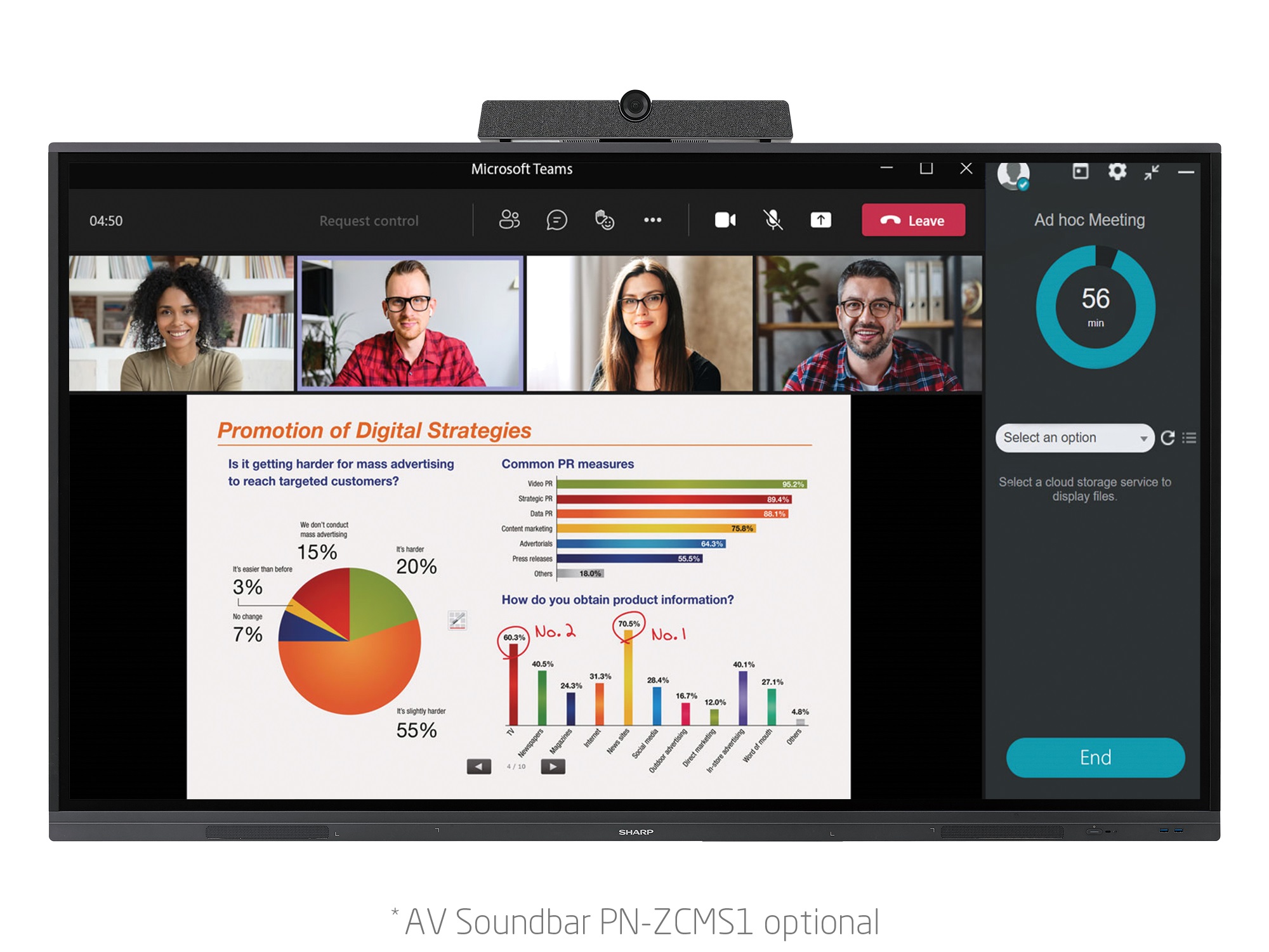 75" LED SHARP PN-L752B, 3840x2160, 16/ 7, 400cd, touch 