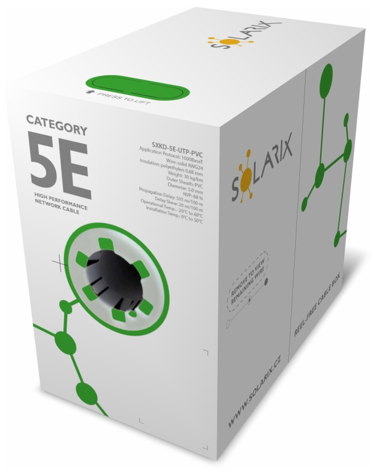 Inštalačný kábel Solarix CAT5E UTP PVC Eca 305m/ box SXKD-5E-UTP-PVC 