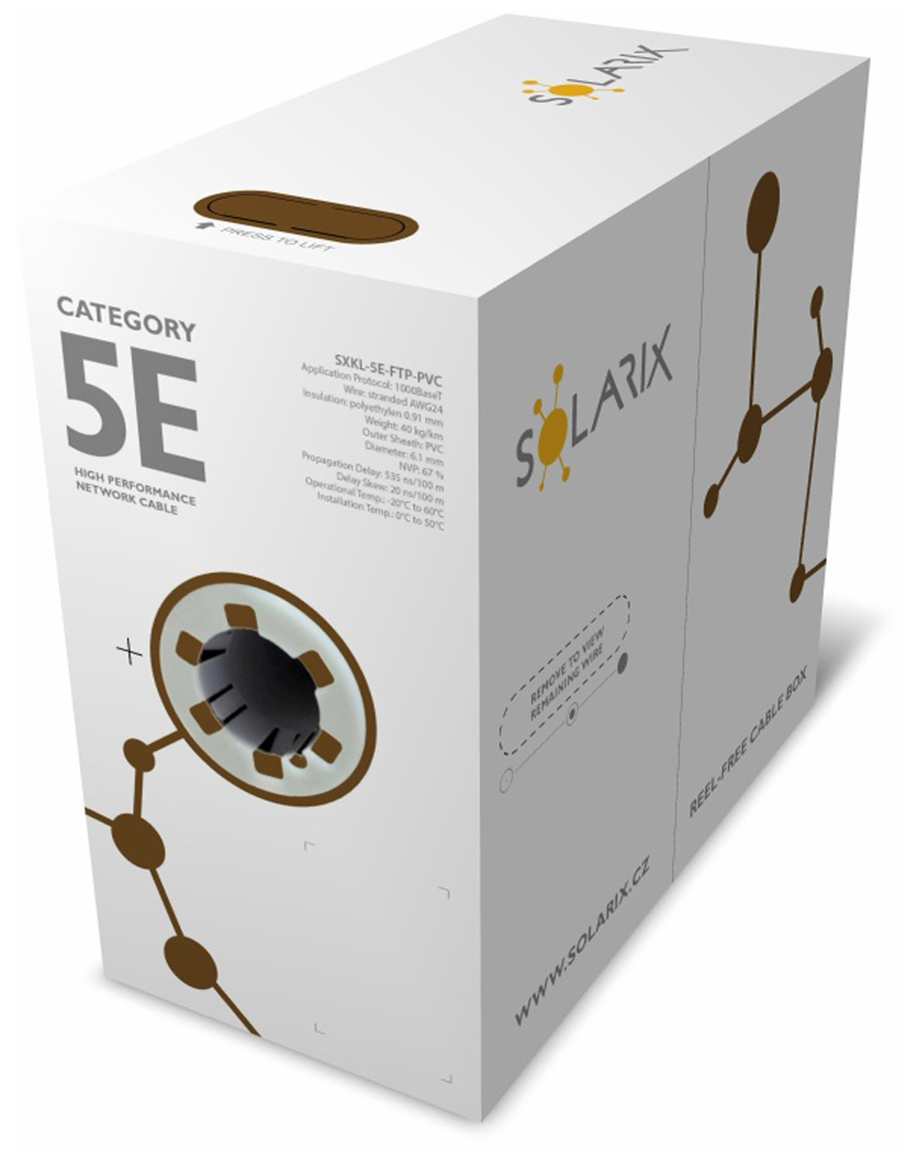 Kábel licna Solarix CAT5E FTP PVC sivý 305m/ box SXKL-5E-FTP-PVC 