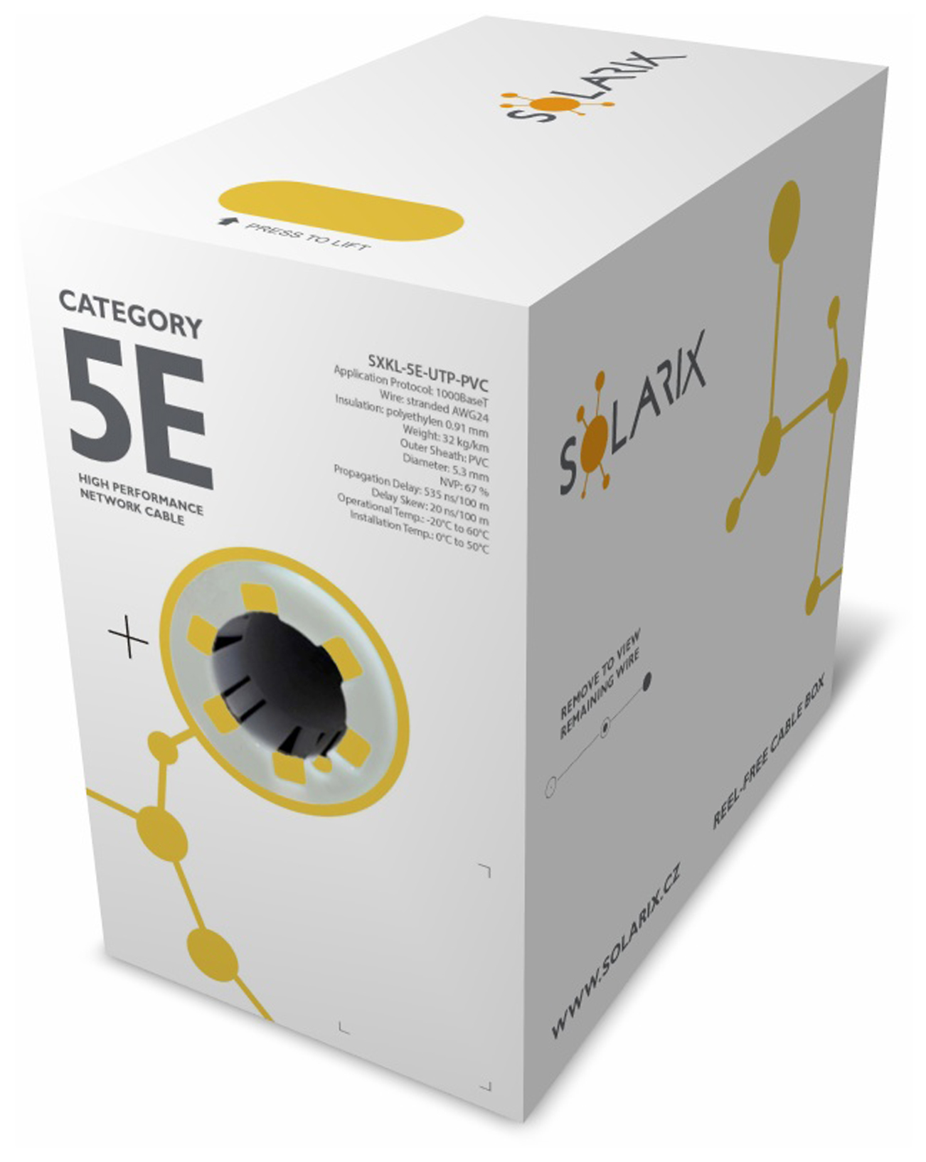 Kábel licna Solarix CAT5E UTP PVC sivý 305m/ box SXKL-5E-UTP-PVC 