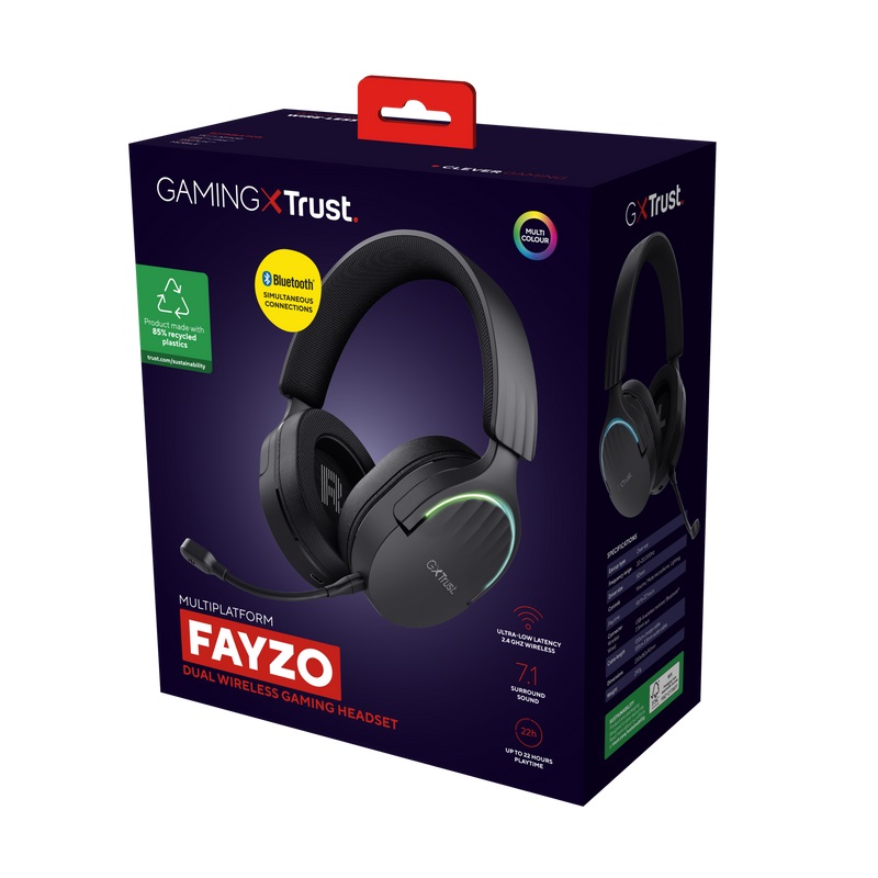 Trust Gaming GXT 491 Fayzo/ 7.1/ Jack/ Drôt/ BT-USB/ Bezdrôt/ Čierna 