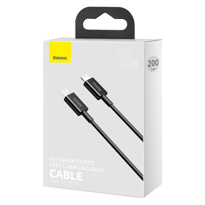 Baseus Dátový kábel Superior Series USB-C/ Lightning 20W 2m čierny 