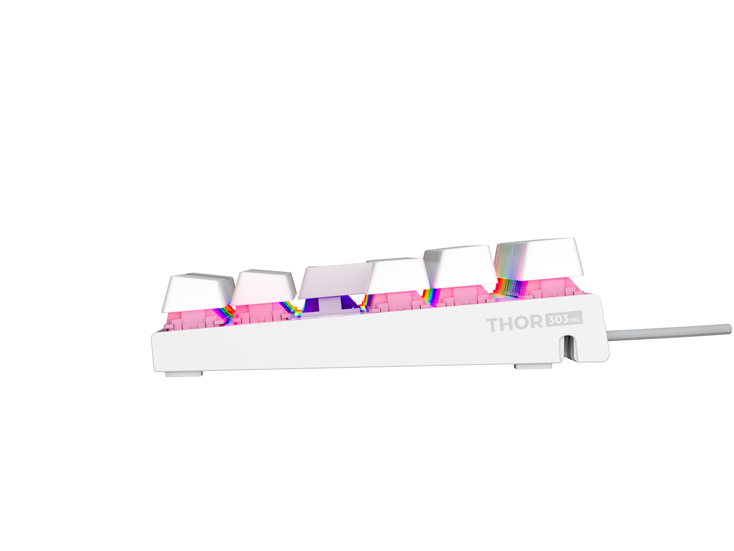 Genesis tichá herná klávesnica THOR 303/ TKL/ RGB/ Outemu Peach Silent/ Drôtová USB/ US layout/ Biela 