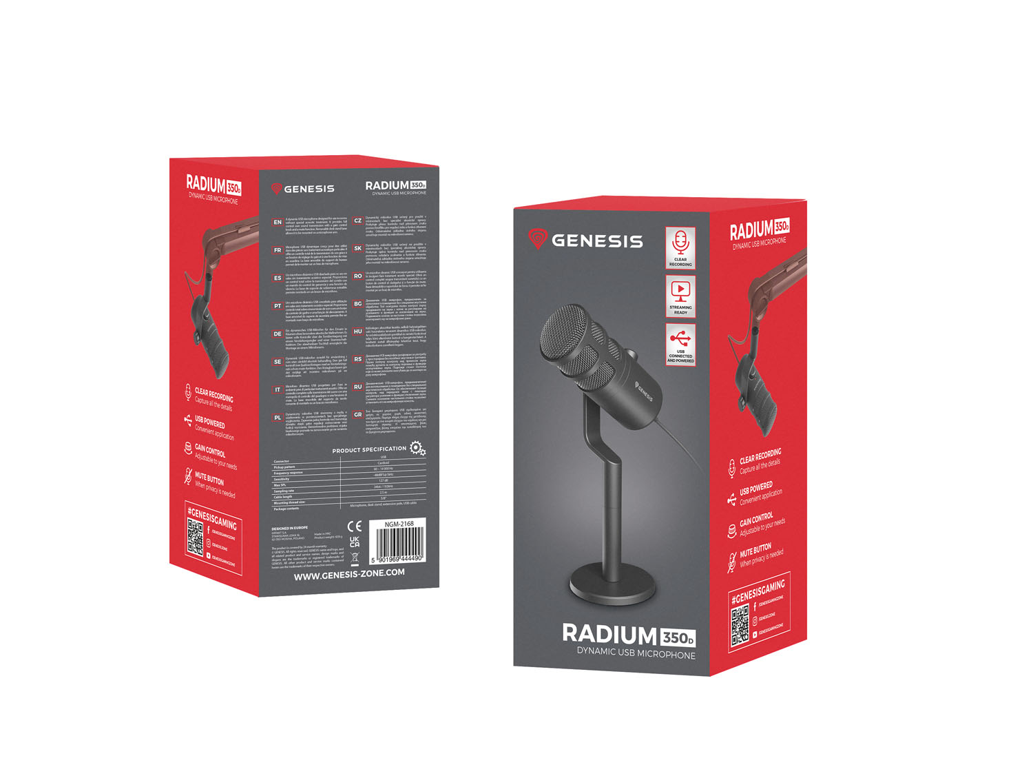 Streamovací mikrofón Genesis Radium 350D Dynamic, USB 