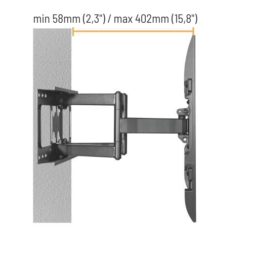 Výsuvný držiak Brateck LPA69-466 pre TV 37"-80" 60kg polohovateľný nástenný Heavy Duty 