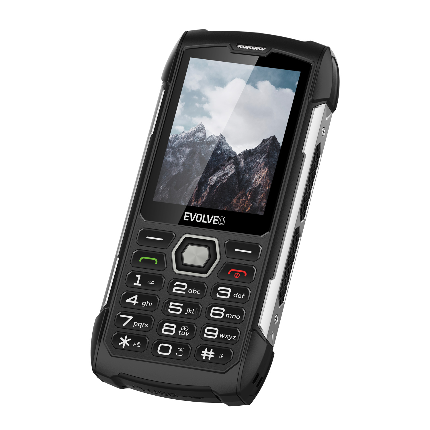 EVOLVEO StrongPhone H1, IP68 odolný Dual SIM telefón, 2, 8" LCD, 5000mAh, Powerbanka, čierno-strieborný 