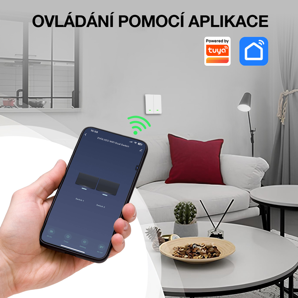 EVOLVEO WiFi Dual Switch, šikovný vypínač 