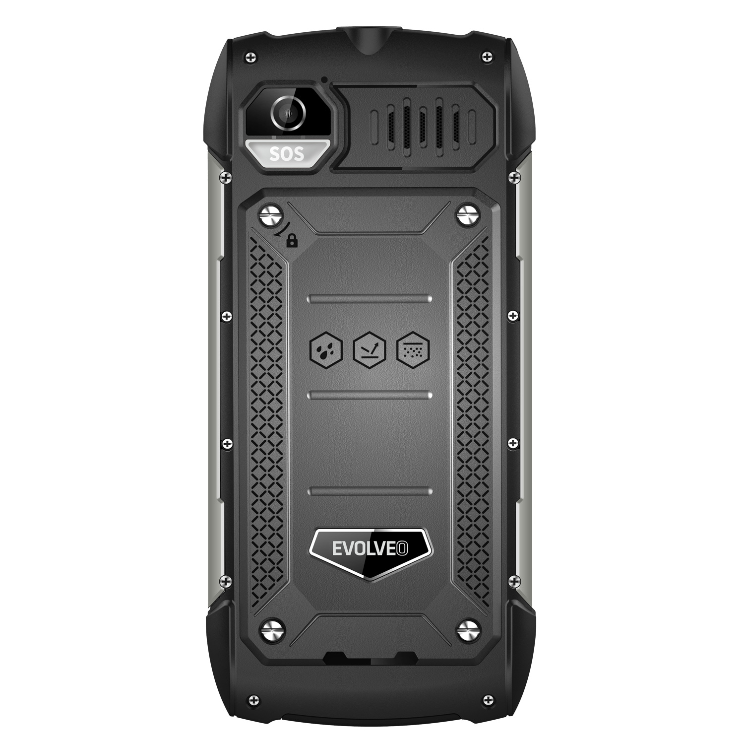 EVOLVEO StrongPhone H1, IP68 odolný Dual SIM telefón, 2, 8" LCD, 5000mAh, Powerbanka, čierno-strieborný 