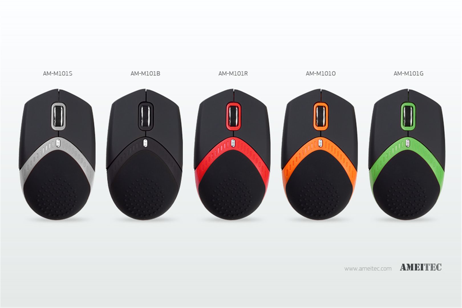 AMEI AM-M101O/ Ergonomická/ Optická/ 1 600 DPI/ Drôtová USB/ Čierna-oranžová 